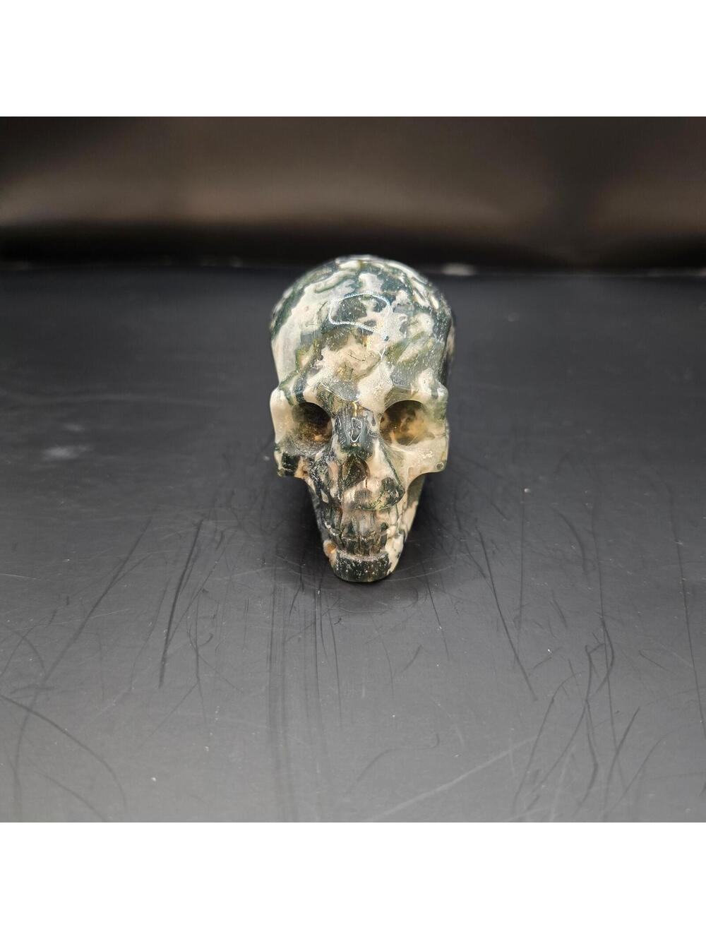 55B. Moss Agate Skull - large